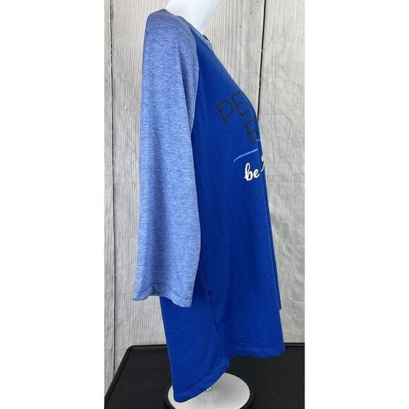 Athletic Works XL 3/4 Sleeve Blue Raglan Top "Perfect Is Boring" - Picture 6 of 9